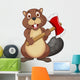 Beaver cartoon holding axe Wall Decal