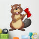 Beaver cartoon holding axe Wall Decal