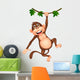 Cute monkey cartoon hanging Wall Decal