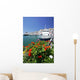 Flowers and Boat in Puerto Banus Port Wall Mural