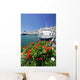 Flowers and Boat in Puerto Banus Port Wall Mural