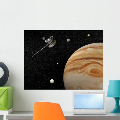 Voyager Spacecraft near Jupiter Wall Mural shown on a wall