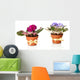 Bright saintpaulias in flowerpots, isolated on white Wall Decal