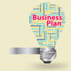 Light bulb with Business plan concept of word cloud Wall Mural
