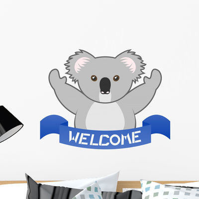 Welcome Koala Wall Decal shown on a wall