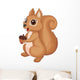 Cute cartoon Squirrel holding acorn Wall Decal