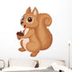 Cute cartoon Squirrel holding acorn Wall Decal