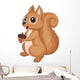 Cute cartoon Squirrel holding acorn Wall Decal