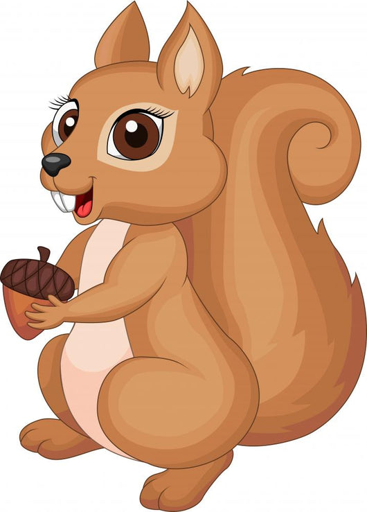 Cute cartoon Squirrel holding acorn Wall Decal