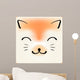 Cute cartoon cat face, vector background for a card Wall Mural