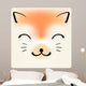 Cute cartoon cat face, vector background for a card Wall Mural