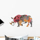 Silhouette Rhinoceros Ethnic Patterns Wall Mural