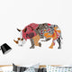 Silhouette Rhinoceros Ethnic Patterns Wall Mural