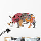 Silhouette Rhinoceros Ethnic Patterns Wall Mural