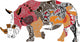 Silhouette Rhinoceros Ethnic Patterns Wall Mural