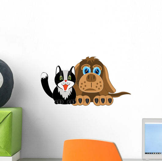 Dog and Cat White Wall Decal