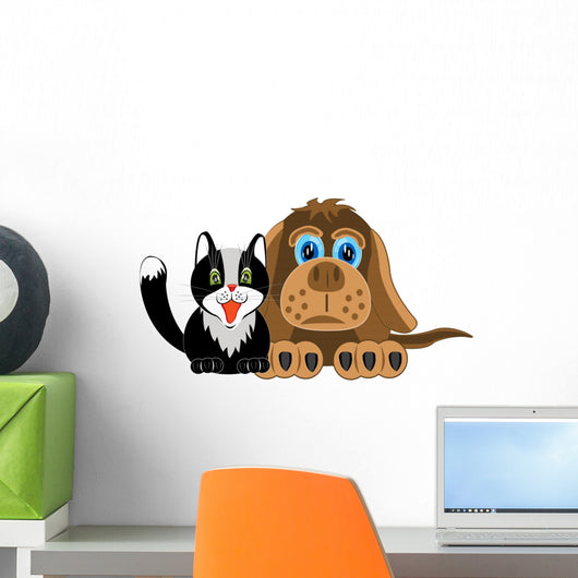 Dog and Cat White Wall Decal