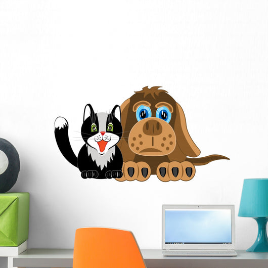 Dog and Cat White Wall Decal