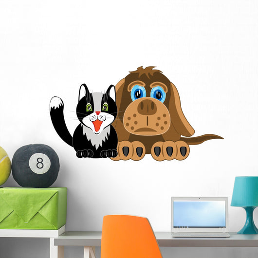 Dog and Cat White Wall Decal