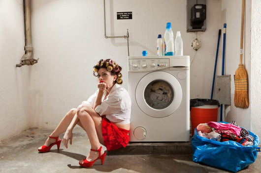 Housewife Bored in the Laundry Wall Mural