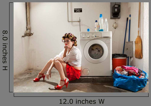 Housewife Bored in the Laundry Wall Mural