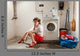 Housewife Bored in the Laundry Wall Mural