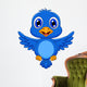 Cute blue bird cartoon Wall Decal