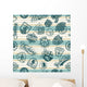 Nautical badges on a striped wallpaper - Vector seamless pattern Wall Mural