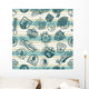 Nautical badges on a striped wallpaper - Vector seamless pattern Wall Mural