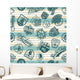 Nautical badges on a striped wallpaper - Vector seamless pattern Wall Mural