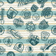 Nautical badges on a striped wallpaper - Vector seamless pattern Wall Mural