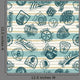 Nautical badges on a striped wallpaper - Vector seamless pattern Wall Mural