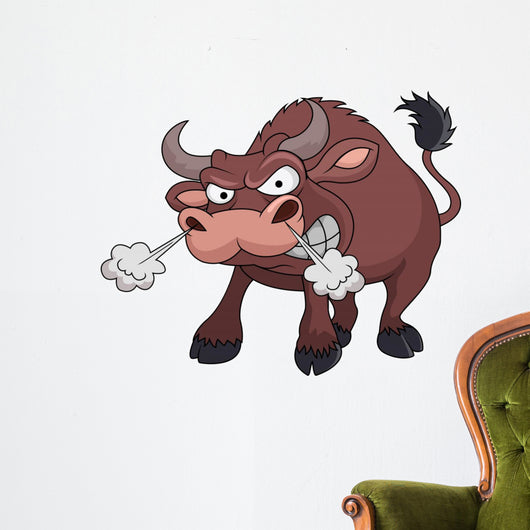 Angry bull cartoon Wall Decal