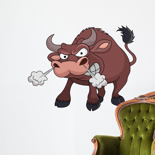 Angry bull cartoon Wall Decal