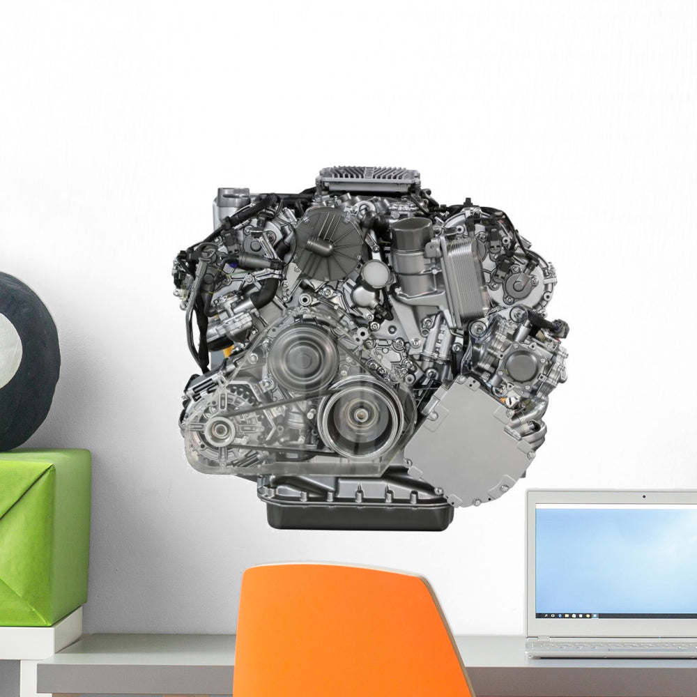 Car Engine Front White Wall Decal - WallMonkeys.com – Wallmonkeys
