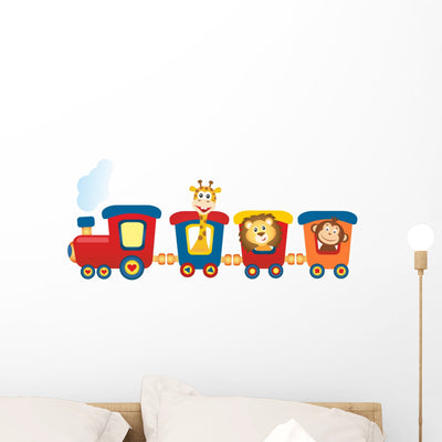 Train with Animals Wall Decal shown on a wall