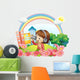 A girl with a headset and a phone with camera Wall Decal