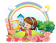 A girl with a headset and a phone with camera Wall Decal
