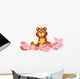 A Garden of Pink Flowers with a Bear Wall Mural
