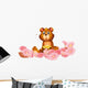 A Garden of Pink Flowers with a Bear Wall Mural