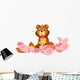 A Garden of Pink Flowers with a Bear Wall Mural