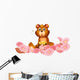 A Garden of Pink Flowers with a Bear Wall Mural