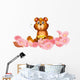 A Garden of Pink Flowers with a Bear Wall Mural