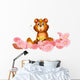 A Garden of Pink Flowers with a Bear Wall Mural