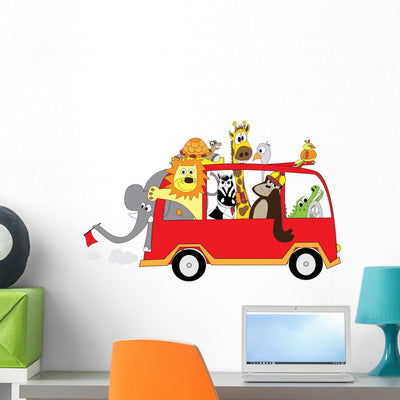 Happy Animals Red Bus shown on a wall