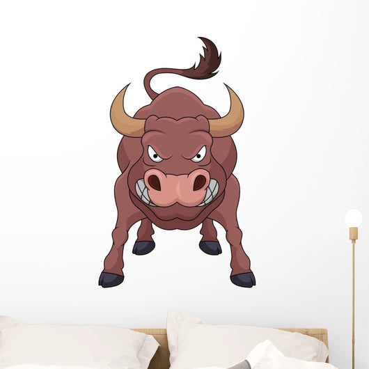 Angry bull cartoon Wall Decal