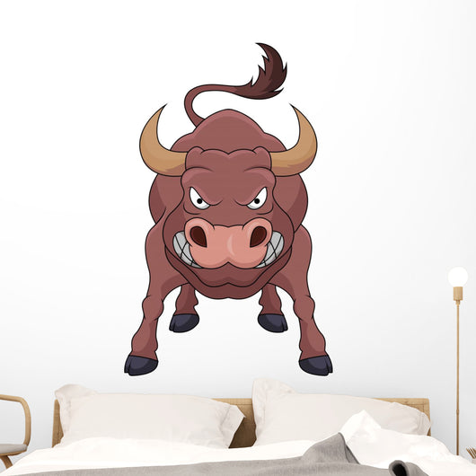 Angry bull cartoon Wall Decal
