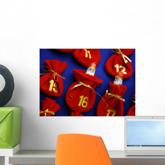 Focused on Santa Claus in Advent calendar Wall Mural