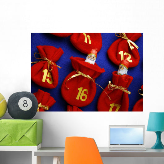 Focused on Santa Claus in Advent calendar Wall Mural