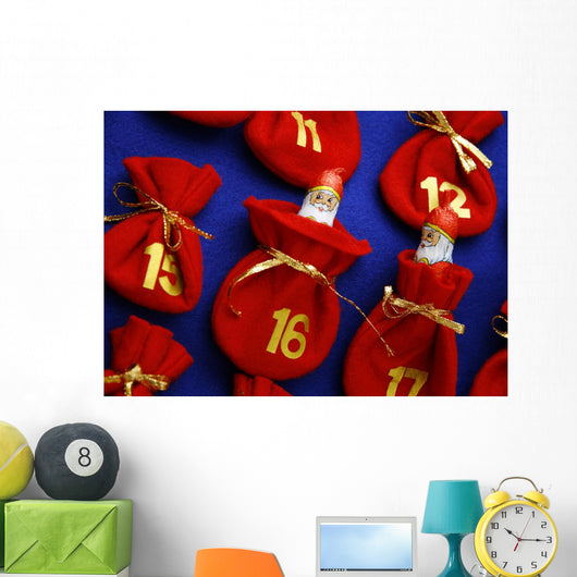 Focused on Santa Claus in Advent calendar Wall Mural